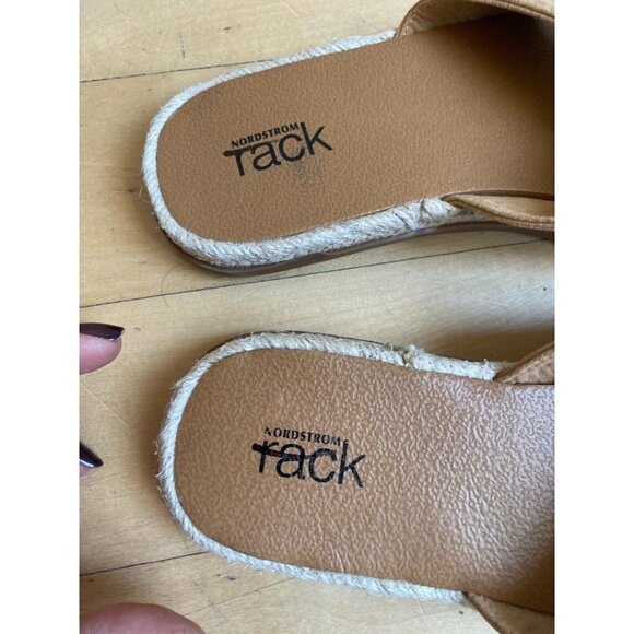 Nordstrom Rack "Phoebe" BNWOT espadrille slide sandal size 6.5 NEW tan studded - Picture 4 of 8